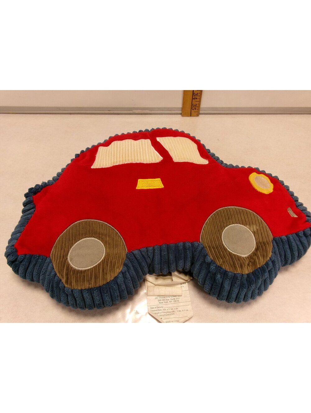 Circo Car Shaped Toss Pillow Reversible Red Blue Corduroy Kids Room
